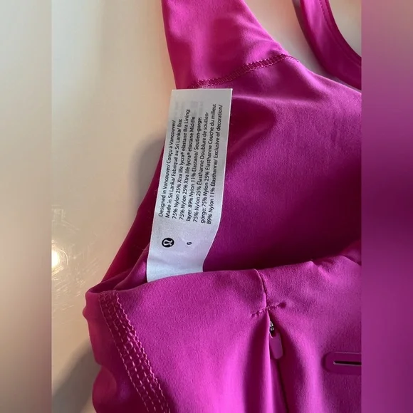 SIZE 6 Lululemon Stash It Bra *Medium Support, B/C Cup SONIC PINK